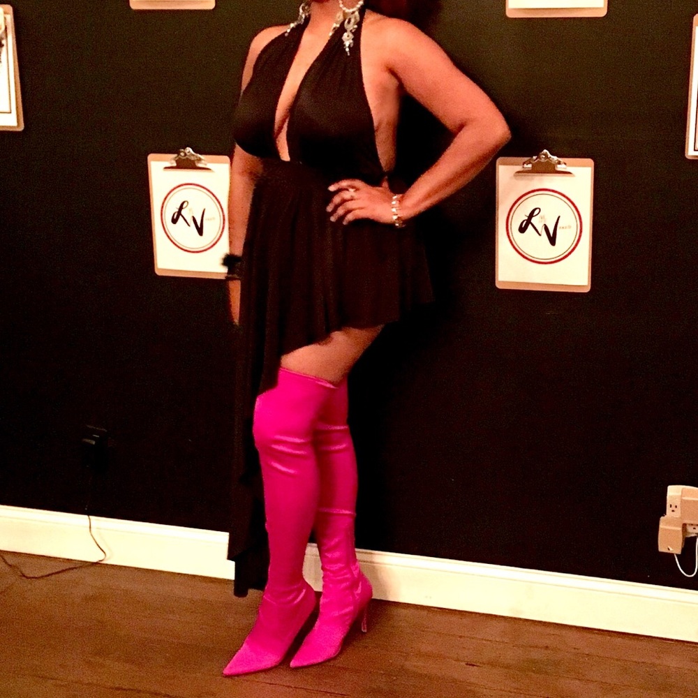 Black hi-lo Halter Backless Dress